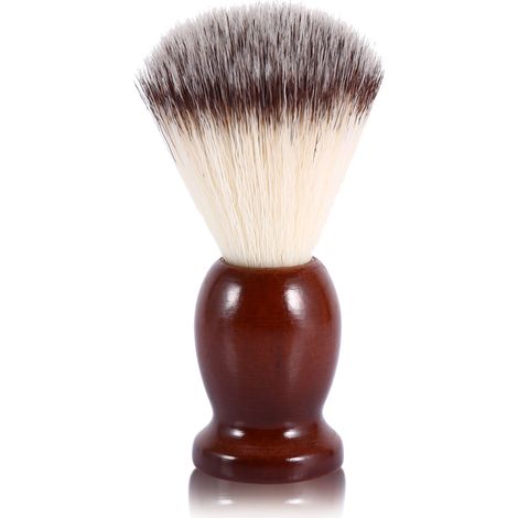 Brosse de rasage professionnelle pour barbe en nylon avec manche en bois - Accessoire de soin visage pour hommes (1/5)