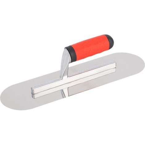 1 Truelle à enduire, Acier inoxydable, Tête arrondie, Poignée ergonomique, Pour cloison sèche et plâtre (1/5)