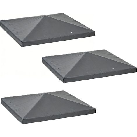 3er-Set  ersatzdach für Pavillon 3 x 3 m, wasserdicht Pavillondach, Ersatzbezug für Gartenpavillon, Ersatzteile aus Oxford-Stoff, 370 g/m², Dunkelgrau