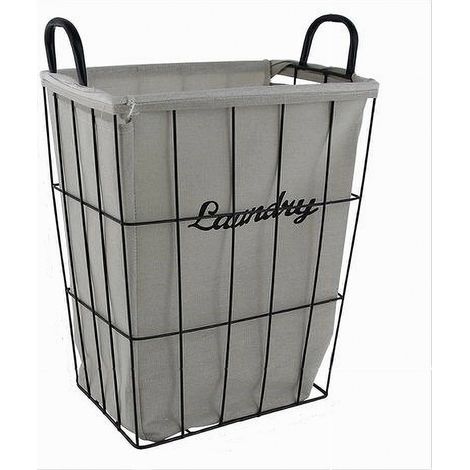 TRADE SHOP - Cesto Contenitore Porta Biancheria In Tessuto Struttura In Metallo Bagno 10633 -