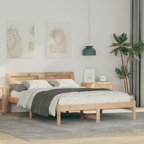 Cadre de lit avec tête de lit Marron 140 x 190 cm Pin massif vidaXL (1/5)