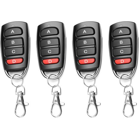 4PCS Telecommande Universelle Portail 433 Mhz, Duplicateur Porte de Garage Telecommande, Remplacement Telecommande Garage Sans Fil à 4 Boutons (1/5)
