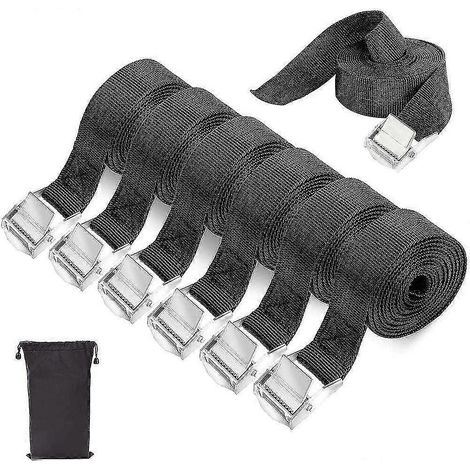Sangle d'arrimage, lot de 6 sangles de verrouillage pour chargement de voiture, camion et moto, avec boucle de serrage - idéal pour le transport. (1/5)