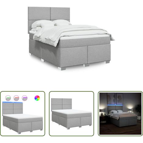 Matratze - Boxspringbett mit Matratze Hellgrau 140x190 cm Stoff (1/5)