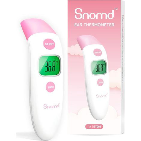Thermomètre frontal et auriculaire numérique sans contact infrarouge pour bébé, adulte avec alarme de fièvre, fonction mémoire, interrupteur °F/°C (1/5)