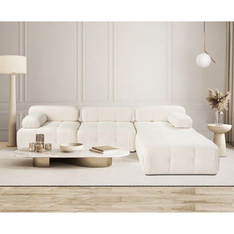 Modulares Sofa 3-Sitzer mit Ottomane Doblo Creme