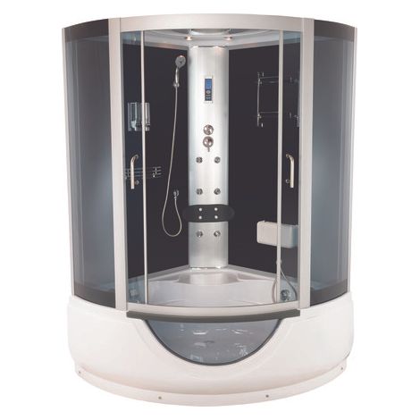 ONDEE ZEN - Cabine bain douche hydromassante FARO - Avec silicone - 1/4C 135cm - Gris