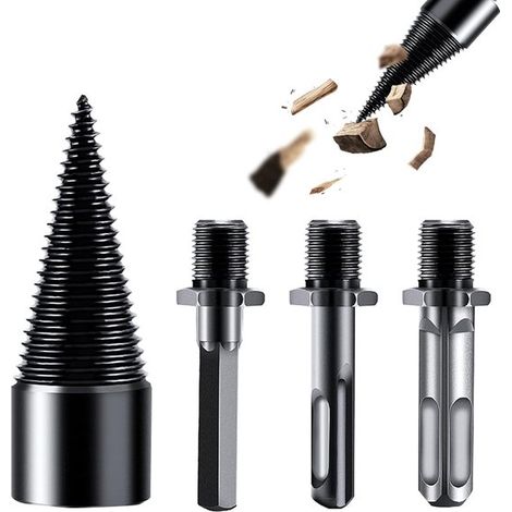 Punta da trapano conica per spacco legno da 42 mm, punta a spirale con 3 impugnature, punta per spacco legno per uso domestico (42 mm) (1/5)