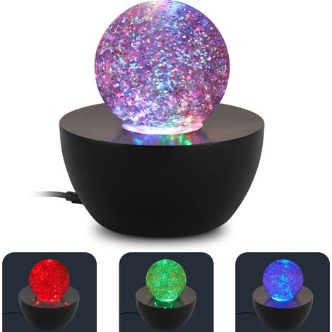 Briloner RGB Tischlampe Mit Glitzerkugel Ø12x13,5 cm 0,6W Automatischer Farbwechsel Schwarz - Nachtlicht Kinderzimmer Dekolampe Wohnzimmer (1/5)