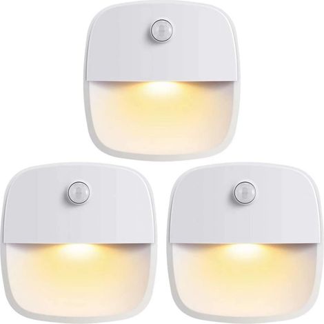 Night Light - Motion Sensor - Wireless - Battery Operated - LED - For Cabinet Stair Hallway Bathroom - 3 Pack