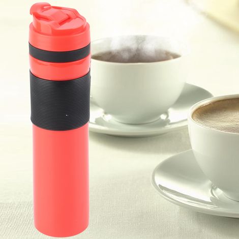 350 ml tragbare Kaffeepresse-Flasche, Tee- und Kaffeebereiter, Trinkbecher für unterwegs, Rot (1/5)