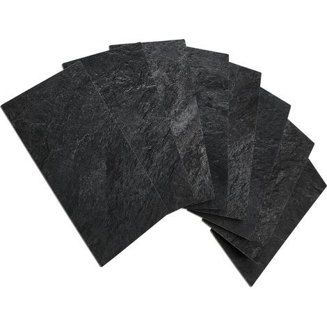Carrelage mural autocollant de 3 mm dans le métro, 7,5 x 15 cm en PVC faxu pierre bâton sur carrelage, crédence, autocollants pour cuisine et salle de bain (100, ardoise noire) (1/5)