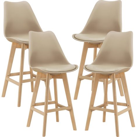 Set di 4 sgabelli da bar in plastica di faggio sintetico 105 x 48 x 58 cm beige 030008715
