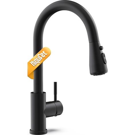Robinets de Cuisine, Robinet Mitigeur Évier avec Pivotant 360° et Bec Extractible, Robinet Évier Haute Arche à Une Seule Manette en Acier Inoxydable, Or Brossé