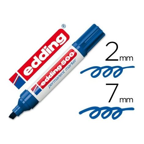 Rotulador edding marcador permanente 500 azul -punta biselada 7 mm recargable (pack de 10 uds.)