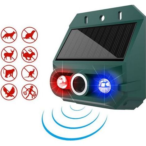 Solarbetriebener Bewegungsmelder mit Tierabwehrfunktion, 129 dB Blitzlichtsirene, 4 Modi, IP55 wasserdicht, Sicherheitsgerät für Hof, Bauernhof und Garten (1 Stück) (1/5)