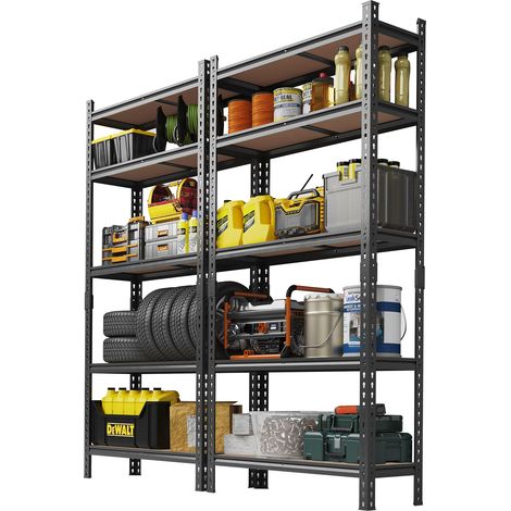 Étagères de rangement métalliques réglables à 5 niveaux, très résistantes – Étagères de garage – 72« H x 35,5 »L x 12"P, rayonnage autonome – Sous-sol, garde-manger, cuisine, entrepôt – Lot de 2 (1/5)