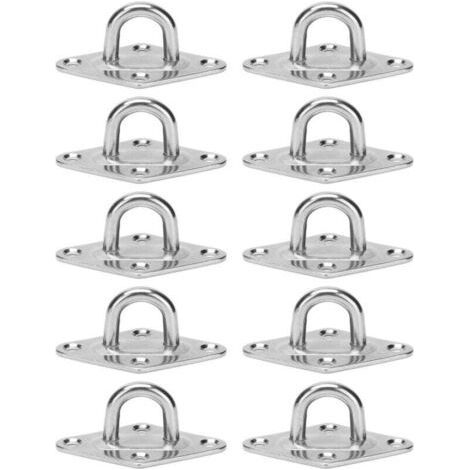 Crochet de Fixation Murale de Plafond Robuste Anchor Pad Eye Plate Acier Inoxydable 304 M5 5mm 3/16" (10 pièces) (1/4)