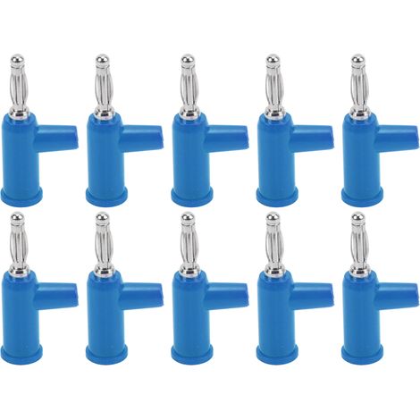 Lot de 10 fiches bananes sans soudure en laiton ABS, à vis ouverte, pour onduleurs, 4 mm, bleu (1/5)