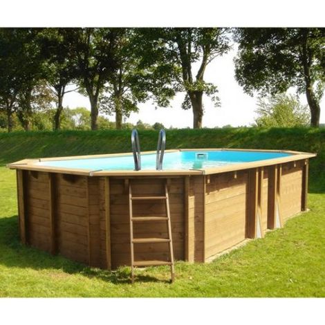 PISCINA GRE OVALADA DE MADERA SUNBAY POOL SAFRAN2 7900892 6.20 MTS X 3.95 MTS X 1.36 MTS DE ALTO (1/5)