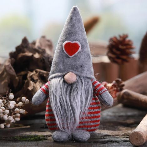 Gnome - Poupée En Peluche De Noël - Chapeau En Tissu Non Tissé - Décoration De Table De Noël - Gris - 1 Pièce (1/5)