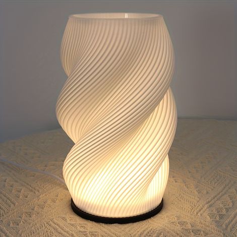 Lampe de table 3 couleurs à intensité variable, impression 3D, motif spirale rayé, USB veilleuse, lampe de chevet pour chambre à coucher (1/5)