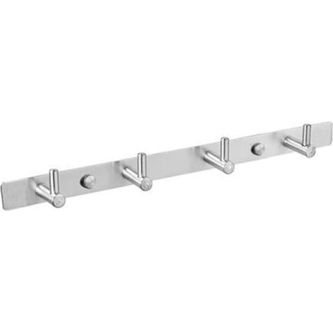 Porte-clés mural en nickel brossé de 10,6 pouces avec 4 crochets pour clés pour entrée, porte, salle de bain, cuisine, couloir (acier inoxydable 304, argent) (1/3)
