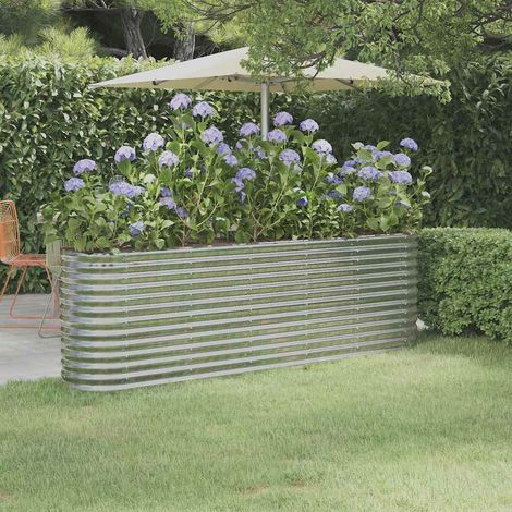 Jardinière - Balconnière à fleurs Acier enduit de poudre 224x40x68cm Argenté BV800700 - BonneVie (1/5)