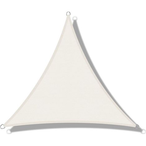 Voile d'ombrage (HDPE) Triangulaire 3 x 3 x 4.25m Crème Protection des Rayons UV pour Terrasse Camping Extérieur Jardin (1/5)