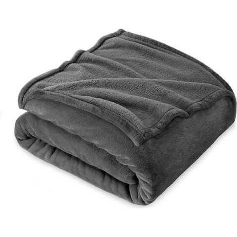 Ecleanfy - Couverture Polaire 150x200cm - Plaid 2 Personnes Doux et Chaud - Qualité Supérieure Gris Foncé - Canapé et Lit (1/5)