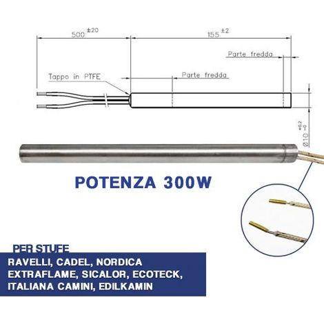 CANDELETTA ACCENSIONE STUFA PELLET RESISTENZA D 9.9 X 155 300W NORDICA (04052) (1/5)