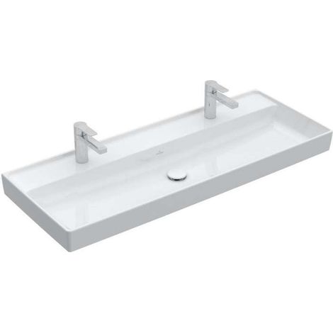 Collaro, Piani lavabo, 1200 x 470 mm, Rettangolare, Design depositato, per due rubinetti monoforo, fori per rubinetteria punzonati, senza troppopieno, Bianco (1/4)