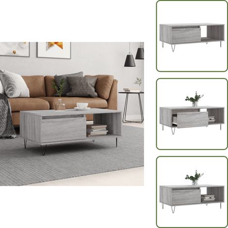 Table basse Sonoma gris 90x50x36,5 cm Bois d'ingénierie - Table Basse - Meuble Salon - Table D'appoint - Table Design - Mobilier Contemporain (1/5)