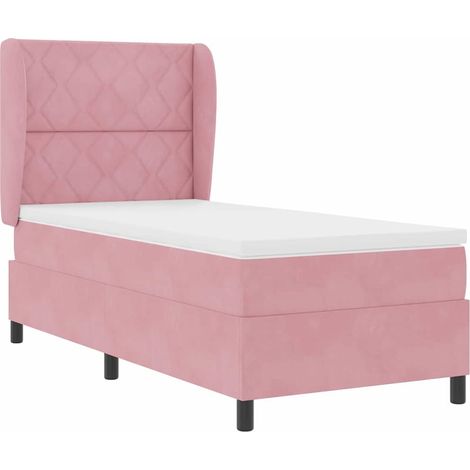 Cama tipo Box Spring con colchón Rosa 90 x 200 cm Terciopelo vidaXL (1/5)