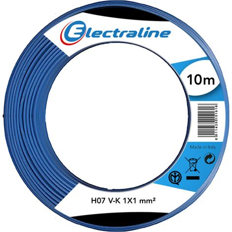 Electraline 15021 N07V-K Cavo, Sezione 1x1 mm, Lunghezza 10 m, Blu