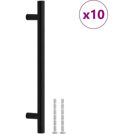 Tiradores armarios 10 uds negro centro 160 mm largo 224 mm vidaXL