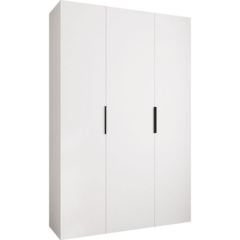 Armario Hartford 573, Blanco, 246x160x52cm, Puertas de armario: Con bisagras, Número de estantes: 7 (1/5)