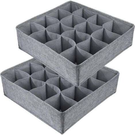 Set of 2 Foldable Jute Fabric Drawer Organizers for Underwear, Bras, Socks, Space-Saving Compartment Storage Box