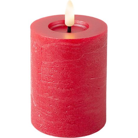 Candela decorativa a LED, altezza 11,2 cm, colore rosso. (1/2)