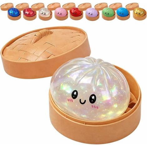 Dumpling Sensoriel Pailleté, Jouet Antistress à Presser Transparent avec Boîte (1/5)