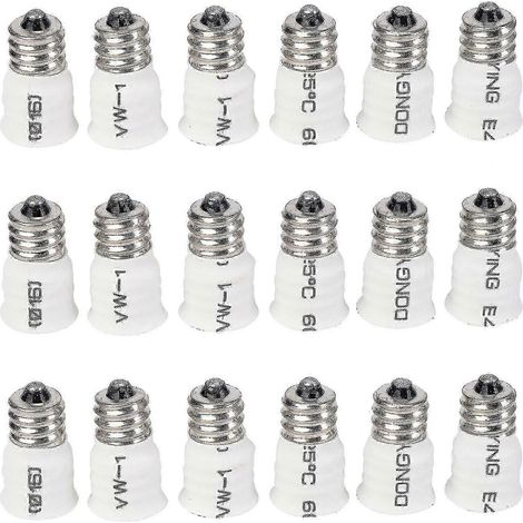 Lot de 18 adaptateurs de douille E12 vers E14 pour ampoules LED blanches (conversion de culot). (1/4)