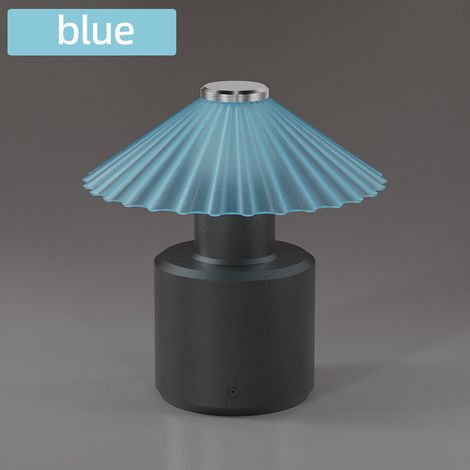 Lampe de Table LED Bleu Glace, Veilleuse Tactile en Forme de Champignon pour Chambre à Coucher et Bureau, Luminaire de Camping Portable Étanche pour Extérieur (1/5)