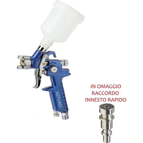 Mini Aerografo H-2000 ASTURO pistola HVLP aria verniciatura verniciare ugello Ø 0,8 mm (1/3)