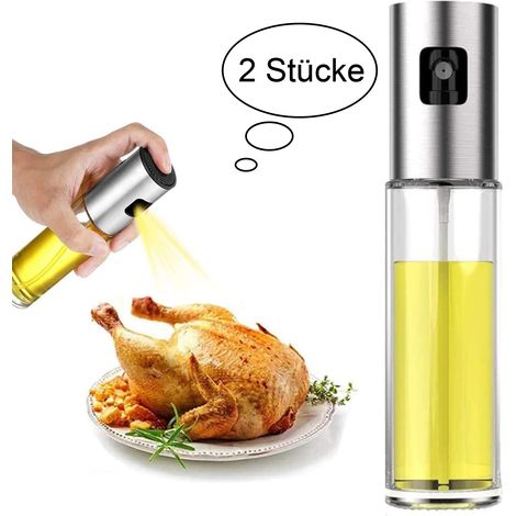 Sprayeur Dhuile - 100 ml - Verre Trempé Et Corps En Acier Inoxydable - Pour Cuisine Intérieure Et Extérieure - 1 Pièce (1/5)