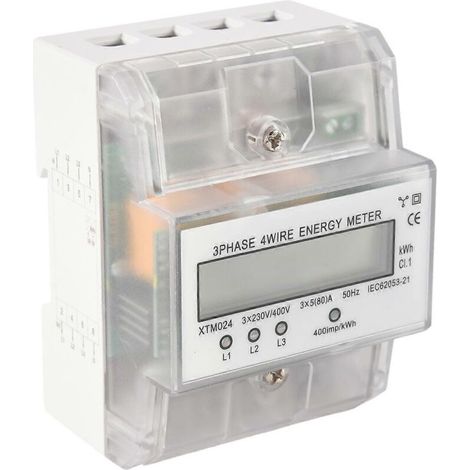 Compteur d'énergie triphasé à 4 fils 220/380 V 5-80 A, consommation d'énergie kWh, installation sur rail DIN, affichage numérique