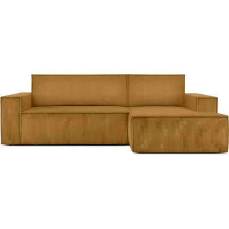 KONSIMO NAPI Ecksofa rechts, mit Schlaffunktion, in Pet Friendly Cord-Stoff, gelb (1/5)