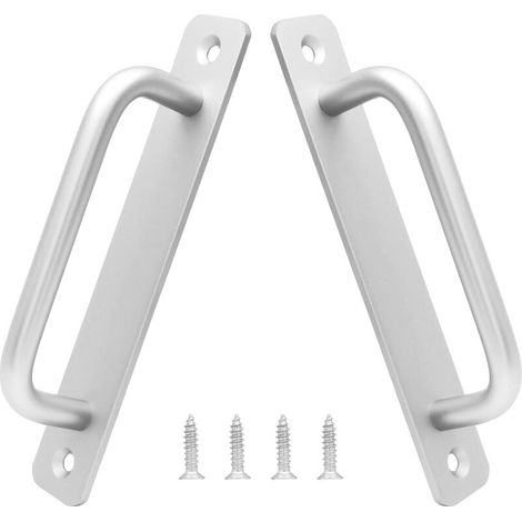 Lot de 2 Poignées de porte coulissante en aluminium 128 mm pour grange armoire tiroir argent (1/4)