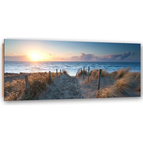 Quadro deco panel, Tramonto su una spiaggia in riva al mare - 90x30 (1/5)