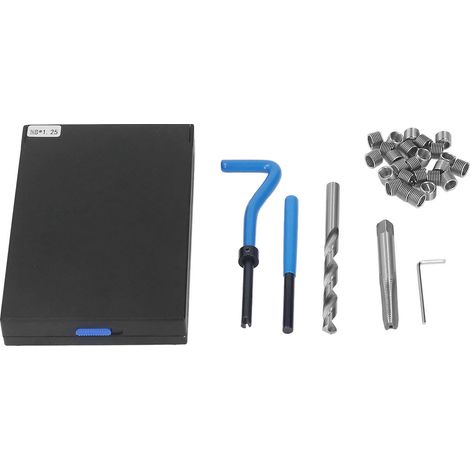 Kit d'inserts filetés hélicoïdaux M8x1,25 en acier rapide universel pour la réparation de moteurs automobiles (bleu) (1/5)