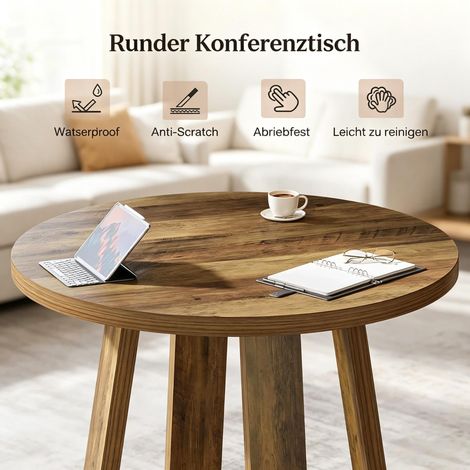 Table basse ronde pour salon, bureau, table de réunion et conférence, pied central, robuste, uniquement le plateau, design moderne, compact. (1/5)